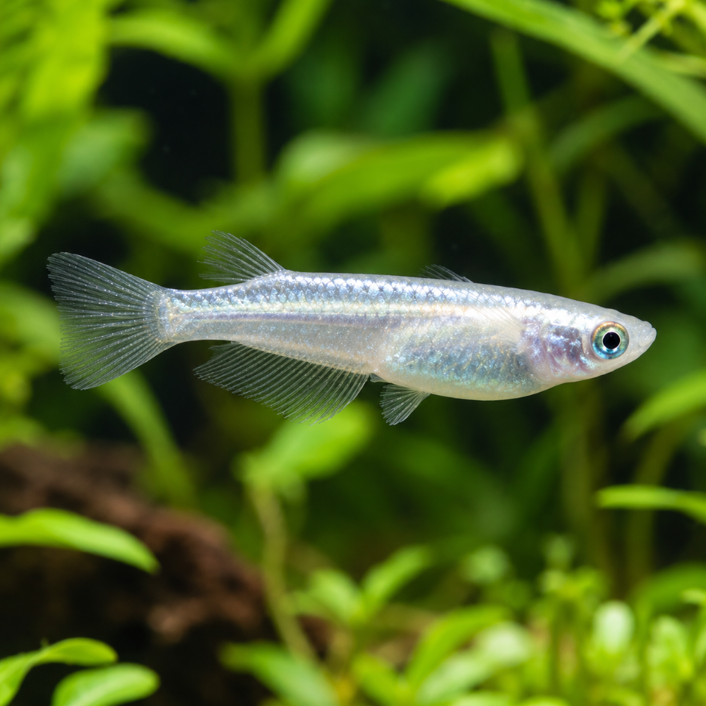 Oryzias latipes platinum silver talla 2 cm