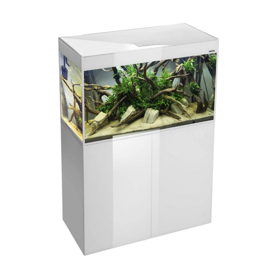 SET Aquael Glossy 80 de 125L (acuario + mesa + tapa con iluminación) - Blanco