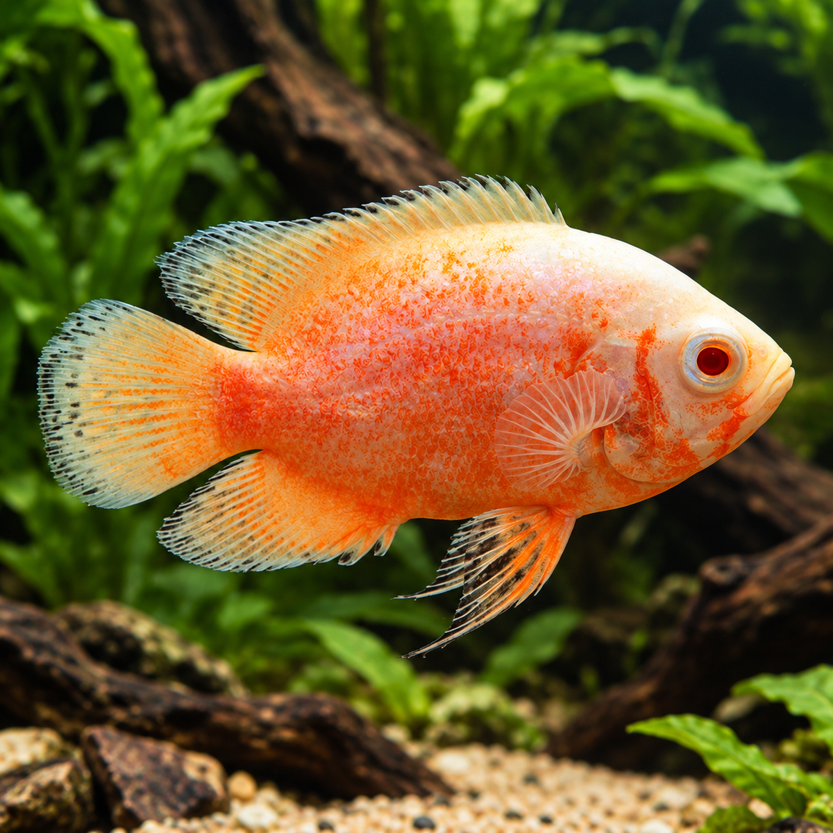 Astronotus ocellatus albino red talla 5-7cm
