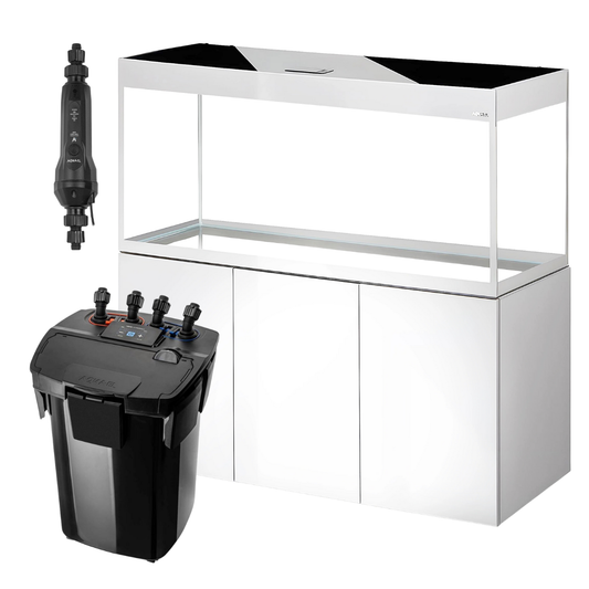SET Aquael Glossy 150 de 405L BLANCO (acuario + mesa + tapa con iluminación + filtro exterior + calentador exterior)